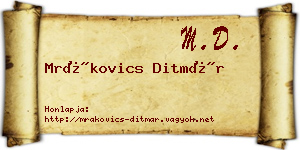 Mrákovics Ditmár névjegykártya
